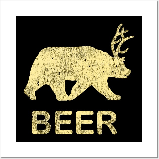 Beer Bear Deer Vintage Wall Art by citkamt